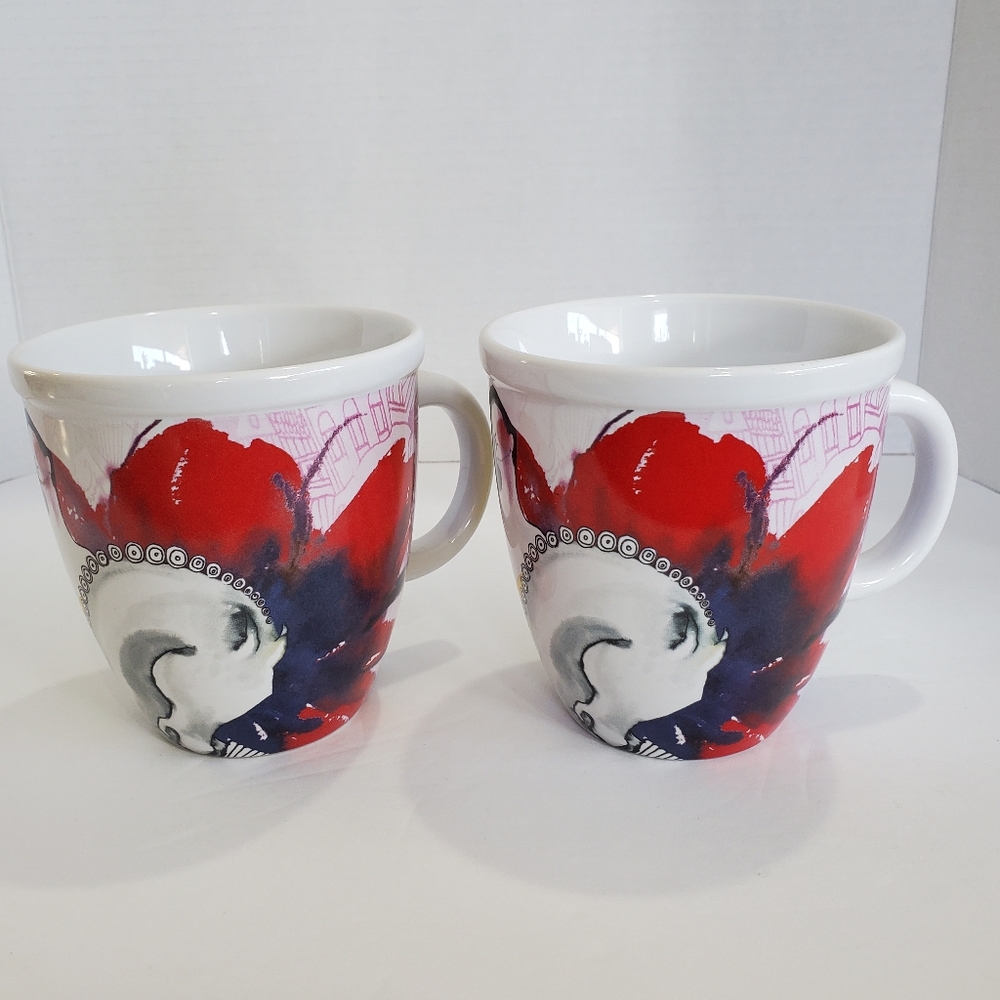 Godiva Chocolatier XL Mug Watercolor On Horse Set of 2